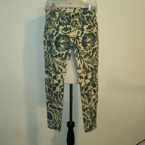 denim & supply ralph lauren jeans size 27 flower print zipper around ankle